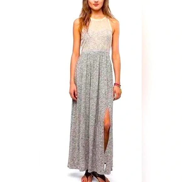 chinese dress ladies Blue Tropical Print Linen Blend Maxi Dress - All Dresses